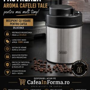 Recipient cu vidare pentru cafea DELONGHI DLSC063, argintiu-negru