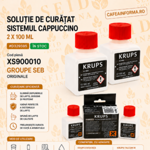 XS900010, Soluție curățare cappuccino, Detergent sistem lapte Krups, Curățare circuit lapte, Soluție cu